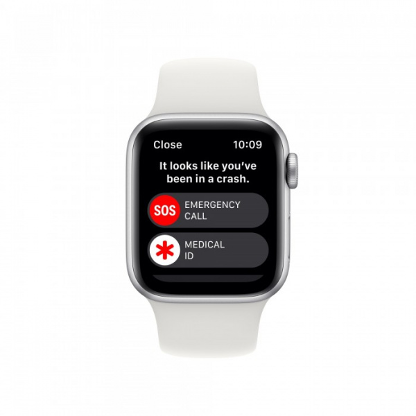Apple Watch SE (2022), 40 мм, корпус из алюминия серебристого цвета, спортивный ремешок белого цвета